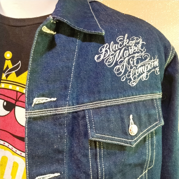 Store Close Mid Of Nov!!Black Market Art Company Eagle Denim Jacket - Picture 5 of 8